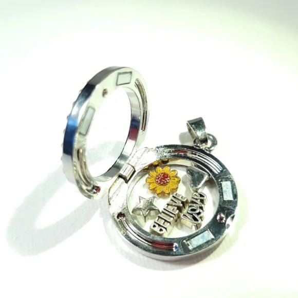 Floating Charm Locket with Rhinestone Rim - Picture 7 of 7